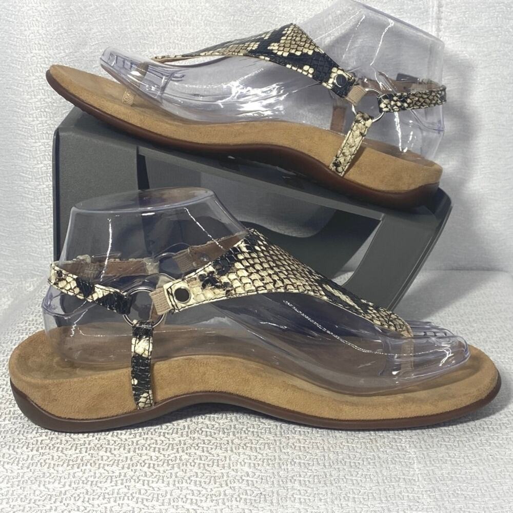 Vionic Snakeskin Pattern Leather Thong Sandals Wo… - image 2